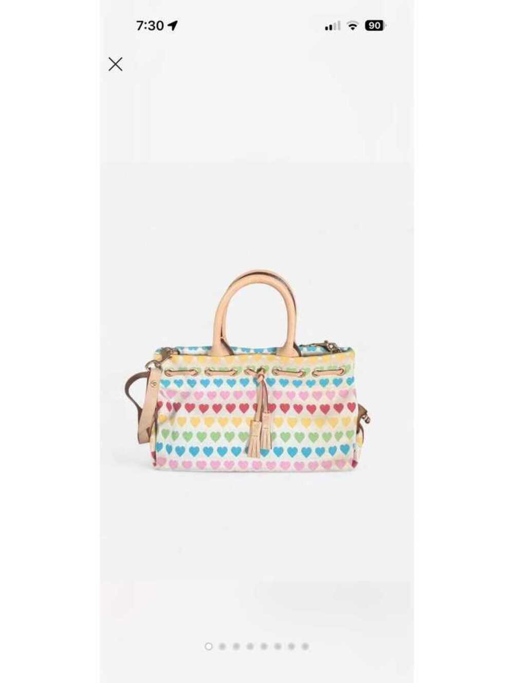 Vintage Dooney & Bourke Rainbow Hearts Canvas Satchel | Y2K Shoulder Bag